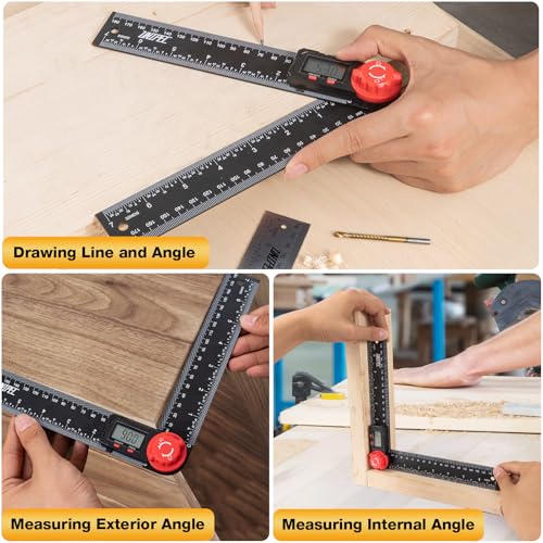 UNIPEC 7in Digital Angle Finder Protractor - ABS-Black, 0.1° LCD Ruler & Protractor for woodworking