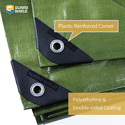 GUARD SHIELD Heavy Duty Green Waterproof Tarp 12x16 Feet - Multi Purpose 10mil Cover