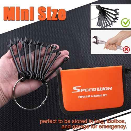 SPEEDWOX 20 Pockets Wrench Tool Storage Bag, Tool Pouch Organizer for Mini Wrenches, Metric and SAE, Portable Tool Organizer with Tote Design, Orange 1680D Oxford Fabric