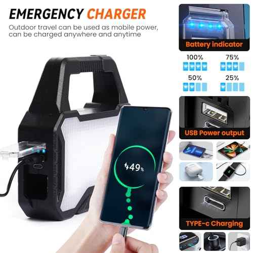 Solar Flashlight,Multifunctional Flashlight Solar Flashlight,led Flashlight Cell Phone Charger,USB Charging,Suitable for Home,Fishing,Outdoor Camping