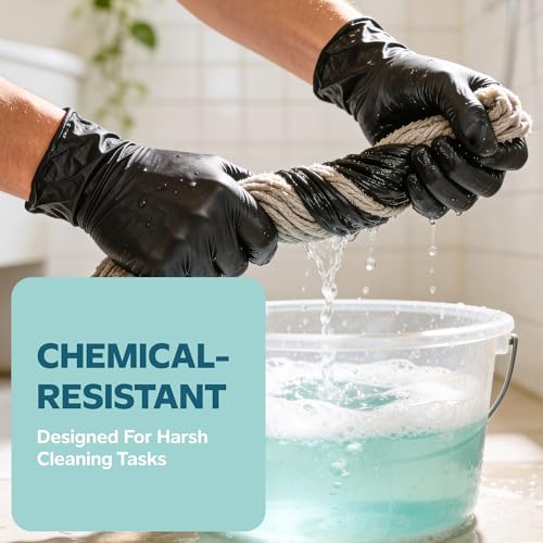 GUSTO Large Disposable Heavy Duty Nitrile Gloves 6 Mil - Pack of 100