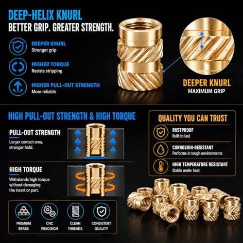 600+7Pcs Brass Threaded Inserts M2-M6 Kit with Tools for 3D Printing