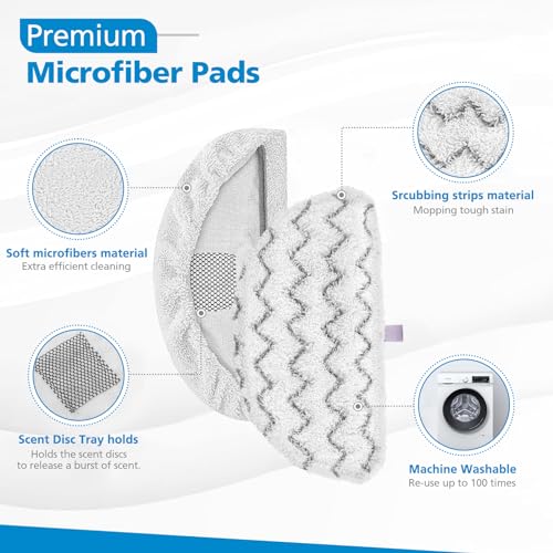 6 Pack 1940/1806 Mop Pads for Bissell PowerFresh Steam Mops — 3 Soft Microfiber + 3 Scrubbing