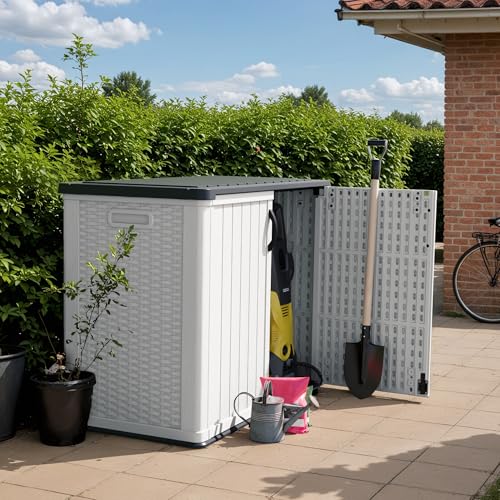 Devoko White Vertical Outdoor Storage Cabinet 26 Cu Ft Waterproof Lockable Shed