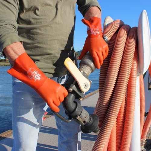 SHOWA Atlas 620 Double-Dipped PVC Chemical Resistant Safety Work Glove with Cotton Liner, 12" Length, Large (1 Pair)