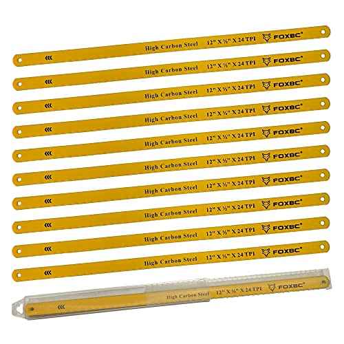 FOXBC 12-inch Hacksaw Blade 24 TPI, 10-Pack (High Carbon Steel)