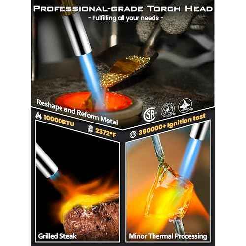 Propane Torch Head, GJ-8000pro High Intensity Torch Head, Trigger Start Gas Torch Kit for Propane, Pencil Flame Welding Torch Fuel by Mapp/Map/Propane, Soldering, Cooking£¨CSA Certified)