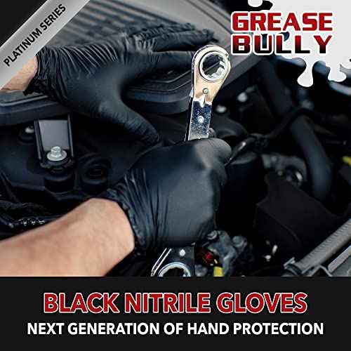 EPPCO Grease Bully 6-Mil Black Nitrile Gloves Disposable Powder Free, Latex Free Textured Superior Grip Glove for Mechanics