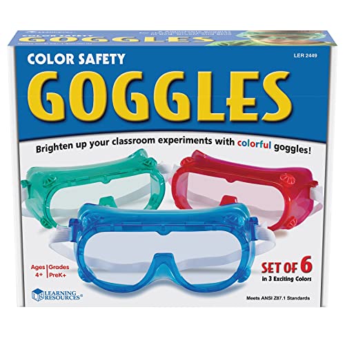 Learning Resources Colored Safety Goggles - 6 Pieces, Ages 4+ Classroom Accessories, Perfect For Kid's Science Experiments