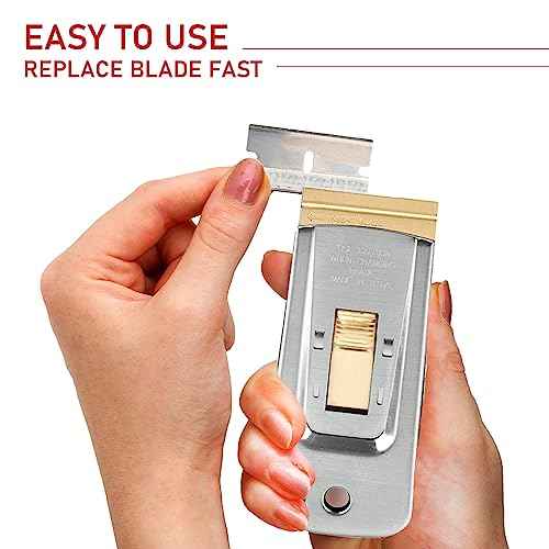 CANOPUS Razor Blade Scraper Tool, Razor Blade Holder, Window Scraper with Razor Blades, Scraper for Glass, Oven, and Cooktop, Sticker Remover Tool, Windshield Scraper