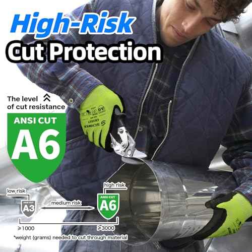Schwer 2 Pairs Cut Resistant Gloves ANSI A6 Cut Proof Work Gloves, Touchscreen, for Men and Women Used for Woodworking, Glass Cutting, Construction, Cargo Handling, Car Repair, L