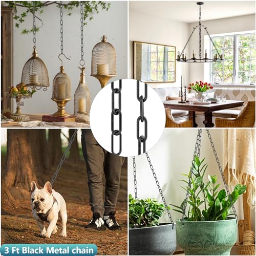 Black 3ft Industrial Pendant Light Chain for Chandeliers & Fixtures - Garini