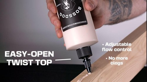 BOSSDOG Clear Dry Wood Glue, Strong Bond, Fast Drying, Cutting Board Safe, Dries Clear, Carpentry Projects, DIY Home Repair, Woodworking, Furniture Repair. Large Bottle, Made by a Maker, for Makers