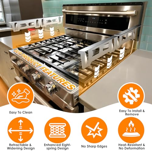 VAYAGARDEN Silver Retractable Stove Gap Covers 13.8"–27.6" x 1" (2 Pack)