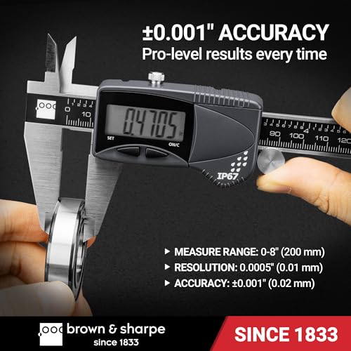 Brown & Sharpe 8" IP67 Coolant Proof Stainless Steel Digital Caliper