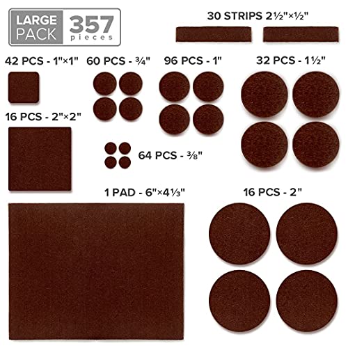X-Protector 357 PCS Brown Felt Furniture Pads Set for Floor Protection