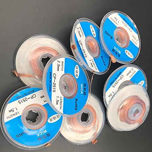 SAUTOP 8pcs Solder Wicks No-Clean Solder Braided Wicks Desoldering Wicks CP-2515,width 2.5mm Length 1.5 meters