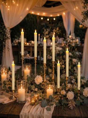 GenSwin Ivory Flameless Taper Candles Set with Remote & Timer - Safe LED Battery Operated Decor
