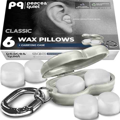 PQ Wax Ear Plugs for Sleep - 6 Silicone Wax Earplugs for Sleeping and Swimming - Gel Ear Plugs for Noise Cancelling, Ear Protection - Sleeping Earplugs with Sound Blocking 32 Db (6-Pillows). White