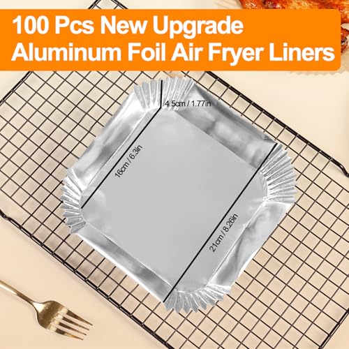 Air Fryer Liners, 100Pcs Aluminum Foil Air Fryer Disposable Paper Liner
