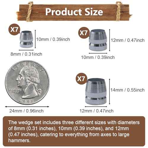 21 PCS Round Axe Handle Wedge Safety Metal Wedge Hammer Handle Wedges for Axe Hammer Sledge (0.31/0.39/0.47 Inch)