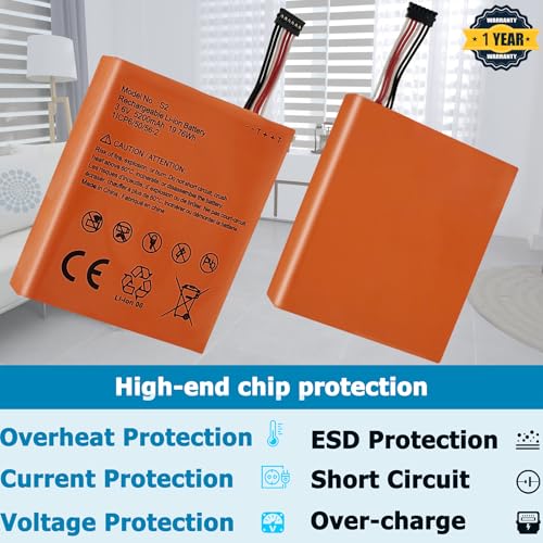 S2 (6-Pin) Battery Compatible with Ring Video Doorbell 2nd Generation Version Only (6 Cable Plug)