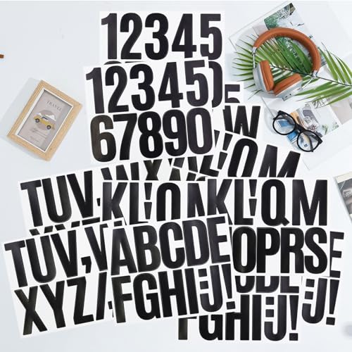 Black 3 Inch Vinyl Letter and Number Stickers - Self-Adhesive Craft Sheets