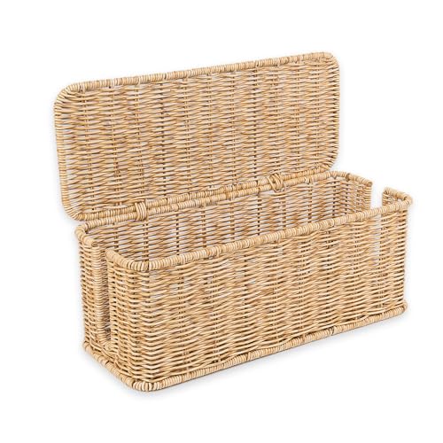 Natural Handmade Rattan Cable Management Box for Power Strips - Rectangle