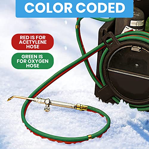 YOTOO Heavy Duty Oxygen Acetylene Hose, Torch Hose 1/4-Inch ¡¿ 25 Feet with 9/16"-18 B fittings Welding Cutting Twin Welding Hose£¬Grade R