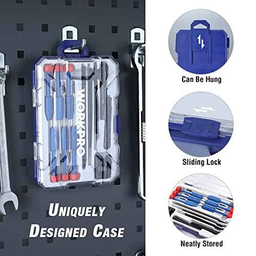 WORKPRO 12 in 1 Torx Screwdriver Set with T3 T4 T5 T6 T8 T10 Security Torx Bit & Precision Magnetic Screwdrivers, Tweezers,Pry Bars, Spudger for Eyeglass, Watch, Computer, Phone, with Case