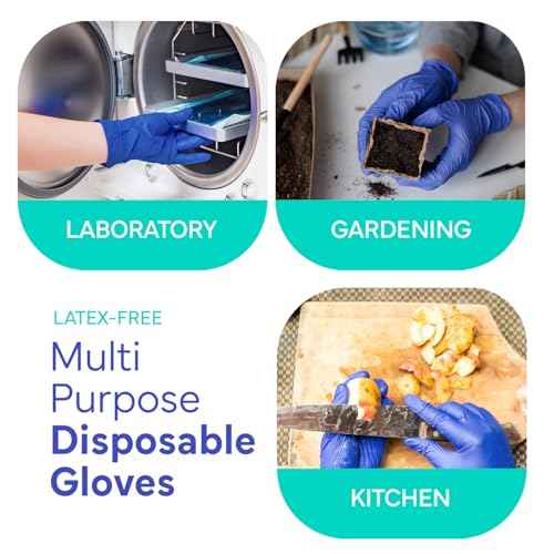 OWELL¢ç Blue Medical Exam Nitrile Gloves ? 4 Mil, Powder-Free, Latex-Free, Chemo Rated, Drug Resistant Disposable Gloves