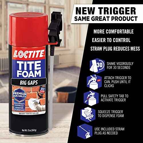 Loctite Tite Foam Big Gaps Spray Foam Sealant, 12 fl oz Can, 1 Pack - Polyurethane Expanding Insulation