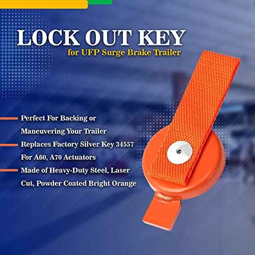 Gadget Beyond Surge Brake Lockout Key, Lock Out Key for UFP Surge Brake Trailer - Magnetic with Heavy Duty Strap - Side Brake Lockout Bracket Compatible with - A-60, A-70, A-75, A-84