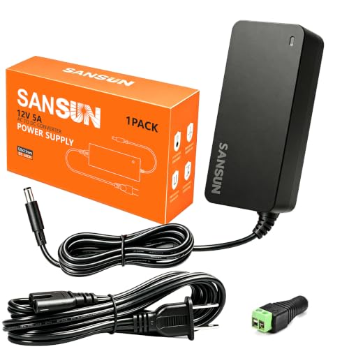 12V 5A Power Supply Adapter for LED Lights, CCTV, HDD - Pack of 1