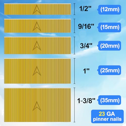 23 Gauge Headless Pin Nails 1/2",9/16",3/4",1",1-3/8", 5000-Pack