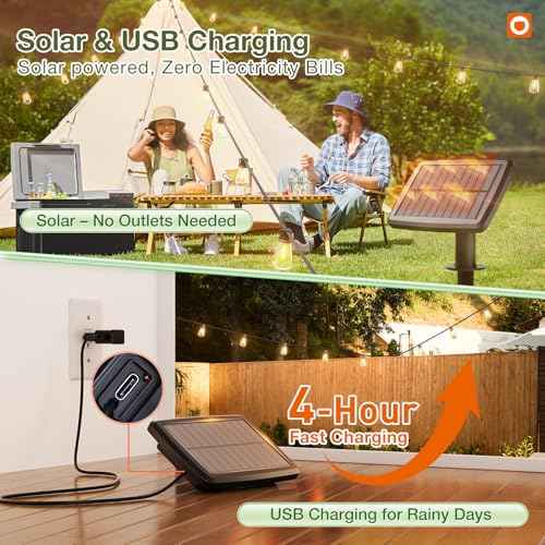 addlon 54(48+6) FT Solar String Lights Waterproof,Patio Lights Solar Powered with Remote & USB Port 15+1 LED Shatterproof Bulbs 3 Light Modes, Dimmable Solar Light for Camping Backyard Garden
