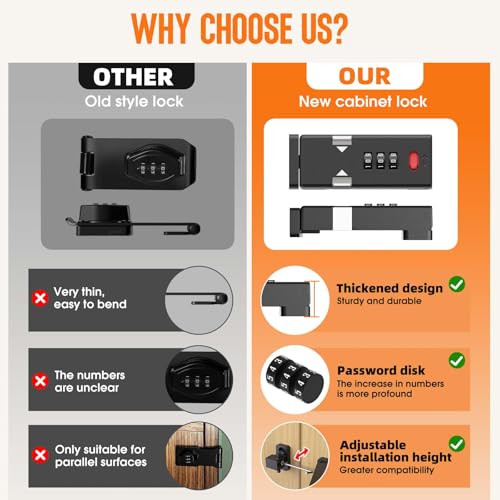 Keyless Cabinet Lock,Cabinet Password Locks with Luminous,3-Digit Combination Door Lock for Drawers, Barn Door, Bathroom, Outdoor, Closet, Fence,Protect Privacy(2PCS,Black)