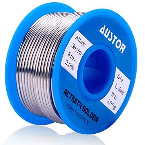 AUSTOR 63-37 Tin Lead Rosin Core Solder Wire for Electrical Soldering (1.5mm, 100g)