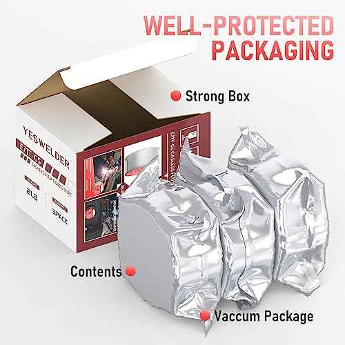 YESWELDER Flux Core Gasless MIG Wire, E71T-GS Mild Carbon Steel .035-Inch Diameter 2-Pound, Strong ABS Plastic Spool Welding Wire (3Packs)