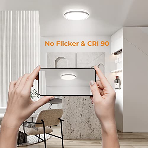 BLNAN White 9-Inch LED Flush Mount Ceiling Light - 18W, 3000K/4000K/5000K, Ultra Thin, Non-Dimmable, Pack of 1