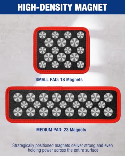 WORKPRO 2-Piece Magnetic Tool Mat - Small 6.38 x 5.31 in & Medium 12.6 x 4.06 in, Flexible PVC Magnetic Holder Tray