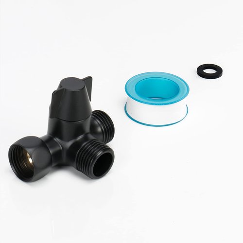 NearMoon Solid Brass G1/2" Shower Arm, 3-Way Diverter Valve for Handheld and Fixed Spray Head, Bathroom Component for Showerhead Combo T-Adapter (Movable Nut, Matte Black)