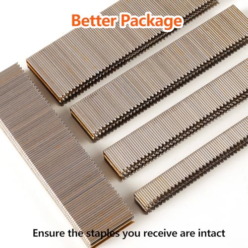 1000-Count 1/2 Inch Length, 18 Gauge 1/4 Inch Narrow Crown Staples, Heavy Duty Beveled Chiseled Pointed Galvanized Staples, for Pneumatic, Electric 18GA Stapler Gun