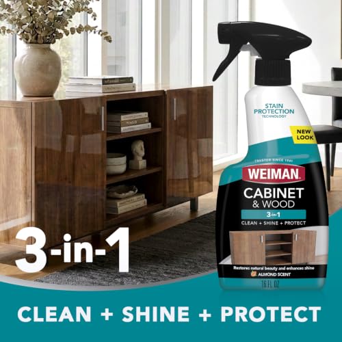 Weiman 16 oz Cabinet & Wood Cleaner & Polish Twin Pack with Microfiber Towel - Protect & Shine Furniture, Cabinets, Trim
