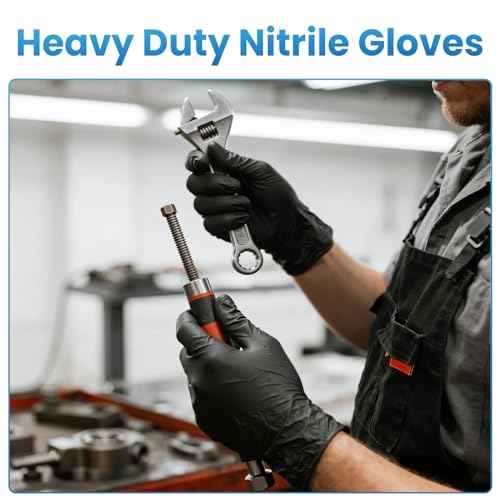 Borje Nitrile Gloves Large, 6 Mil 100 Count Disposable Gloves, Black, Latex & Powder-Free, Medical Exam, Food Safe, Cooking, Mechanic, Automotive
