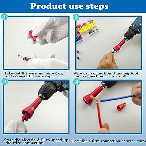Wire Twisting Spinner,Spin-Twist Wire Connector Socket,Wire twist tool with 1/4" Chuck(Red)