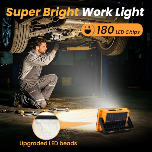 2-Pack Rechargeable LED Work Light with Magnetic Stand - Waterproof & 180° Rotatable, Multi-Mode Portable Lighting for Work & Emergency - ATFIXM