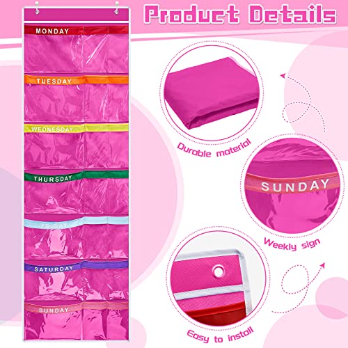 Kids Weekly Clothes Organizer with 21 Large & Small Pockets, Over-the-Door Storage