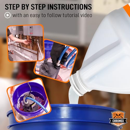 Chromex NSF-Certified Tankless Water Heater Descaling Solution 1 Gallon - Model THIS