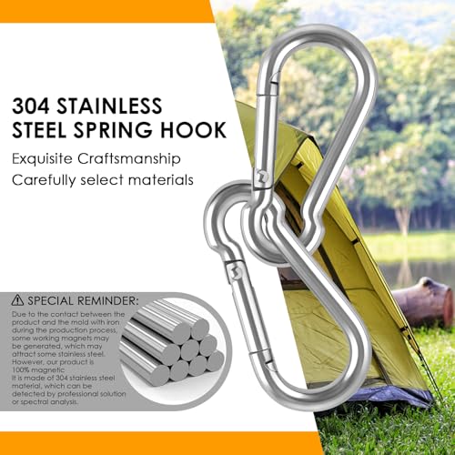KATUMO 12 Pack Stainless Steel 2 Inch Carabiner Clips, Heavy Duty Spring Snap Hooks for Keys, Camping, Hiking, Dog Leashes
